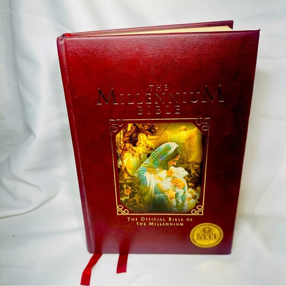 Vintage Millennium Keepsake KJV Bible Y2K New Old Stock Gold Guilded Red Leather - Picture 1 of 8